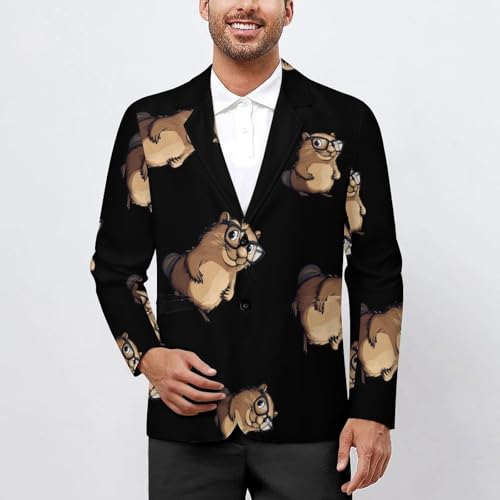 Groundhog in Glasses Mens Blazer Lightweight Sport Coat Two Button Suit Jackets2