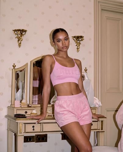 Image of Juicy Couture Women's Velvet Fleece Pajama Shorts, Designer Sleep and Lounge Shorts for Women