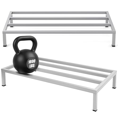 MorningRo 2 Pack Dunnage Rack 48 Long x 24 Wide 7.9 Height Stainless Steel Shelf 77+ Pound Capacity Commercial Food Floor Rack for Restaurants Kitchens Garages and Vehicles