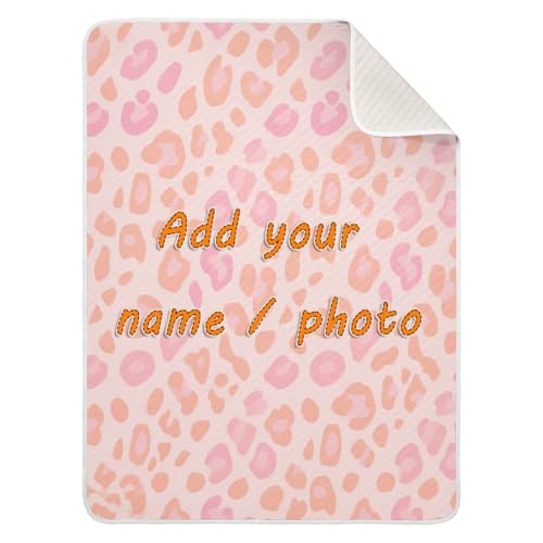 Custom Soft Pink Leopard Fur Print Blankets for Soft personalizada para Name Blankets for Nursery Stroller Crib 30x40in articulos para Bebes recien nacidos ni?a