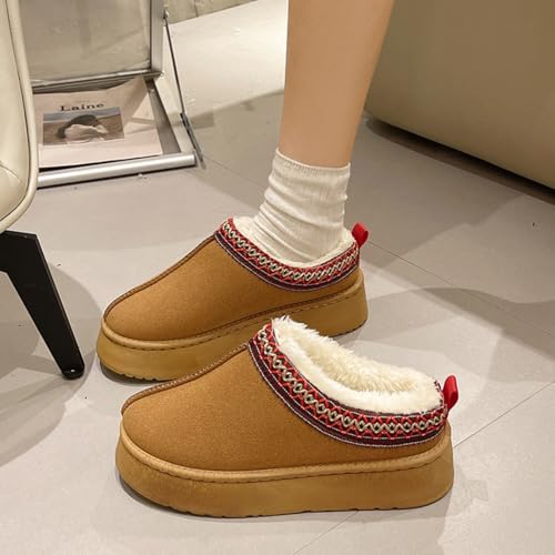 Women's Fuzzy Cozy Platform Slippers Suede Memory Foam Bedroom Thick Sole Slippers Comfortable Slip-On Warm Winter Indoor Outdoor Shoes2