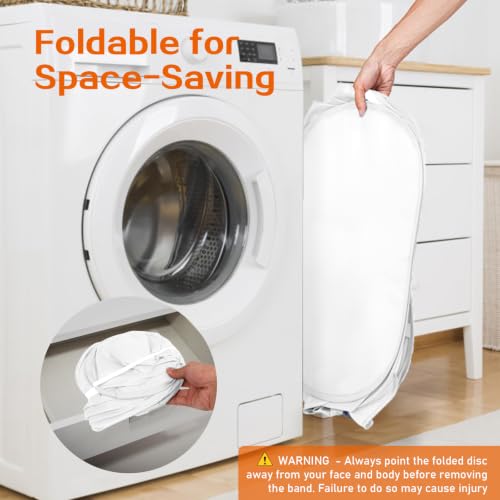 Image of Durable Collapsible Foldable Mesh Pop Up Laundry Basket, 3 Compartments Easy to Carry & Sort Clothes Hampers for Home, Dorm, Travel White (Pack of 2)