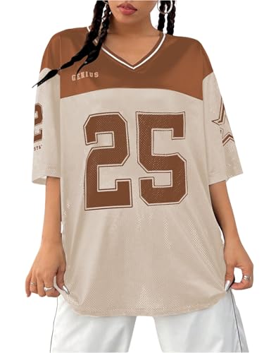 Verdusa Jersey Shirts for Women Y2K Graphic Tees Streetwear Oversized Tops
