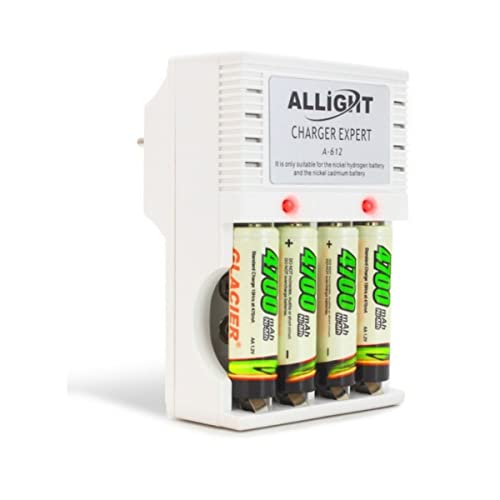 Kit Carregador de Pilhas e Baterias 9v + 4 Pilhas AA 4700mah Recarregáveis