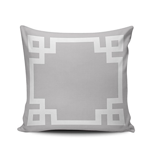 SALLEING Custom Fashion Home Decor Pillowcase Gray and White Greek Key Border Euro Square Throw Pillow Cover Cushion Case 26x26 Inches One Sided Print