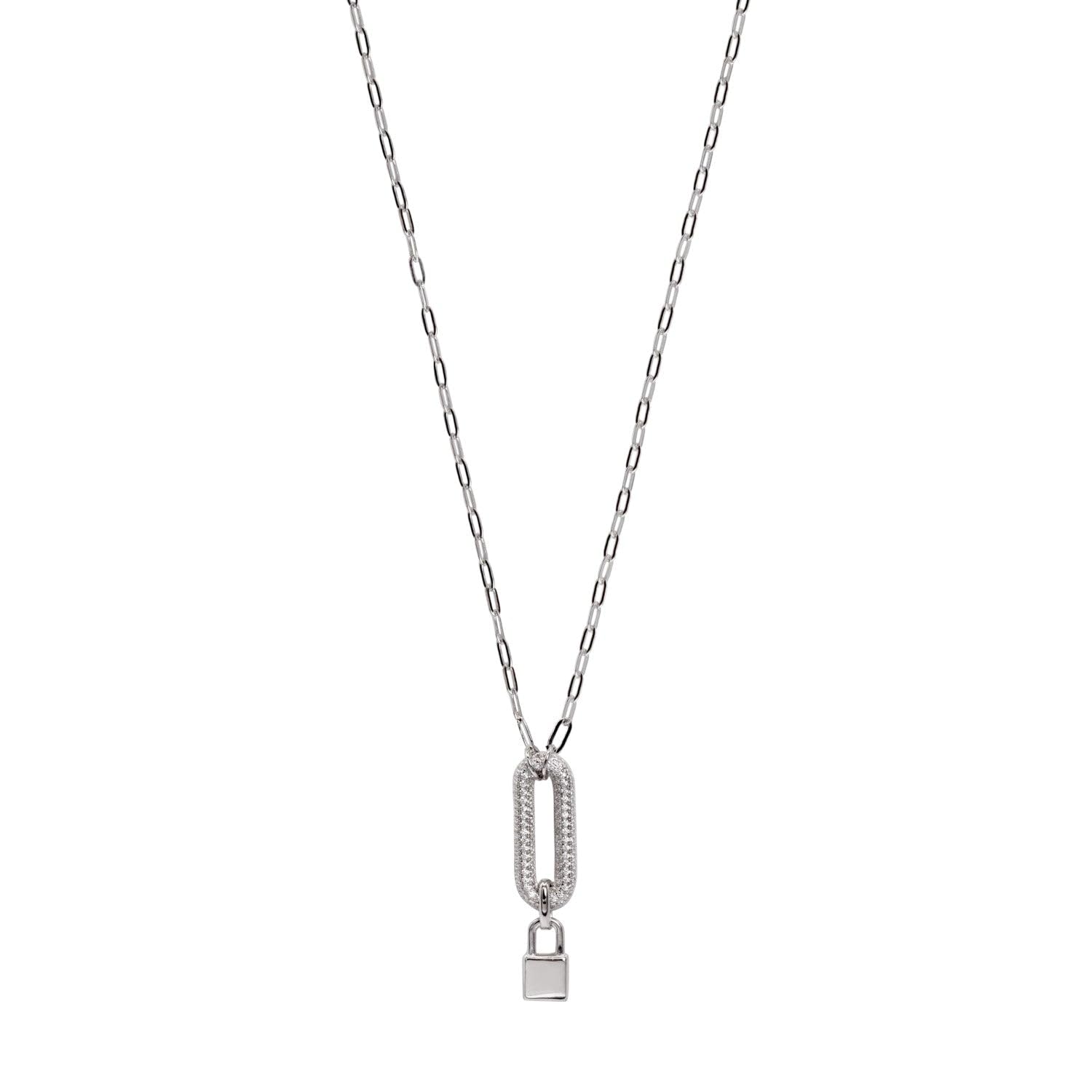 Collar de Plata con circonitas Motivo candado