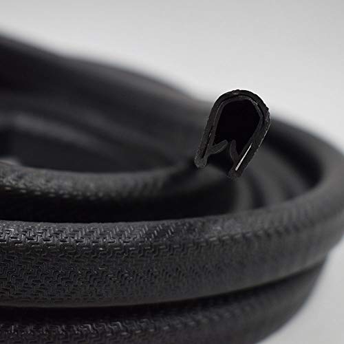 Kaixuan Edge Trim Black Large, Fits 1/4", U Extrusion PVC Plastic Window Molding & Trim Size | U Height: 0.57", Edge Protector for Sharp and Rough Surfaces, Push-On Edge Guard (5 Feet)