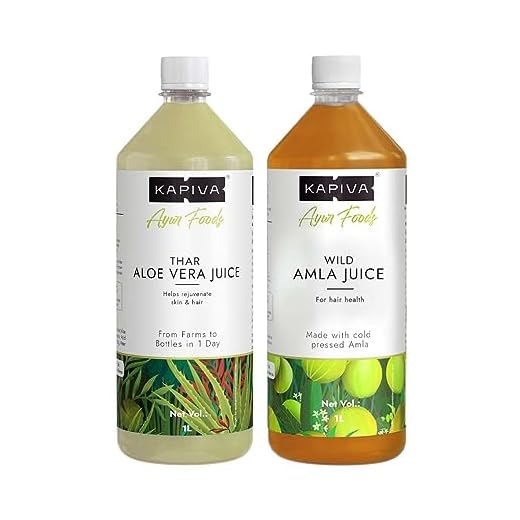 Kapiva Wild Amla Juice 1L + Kapiva Thar Aloe Vera Juice (with Pulp) | Cold-pressed Juice Combo to Help with Glowing Skin, Hair Care, and Detox (1L)