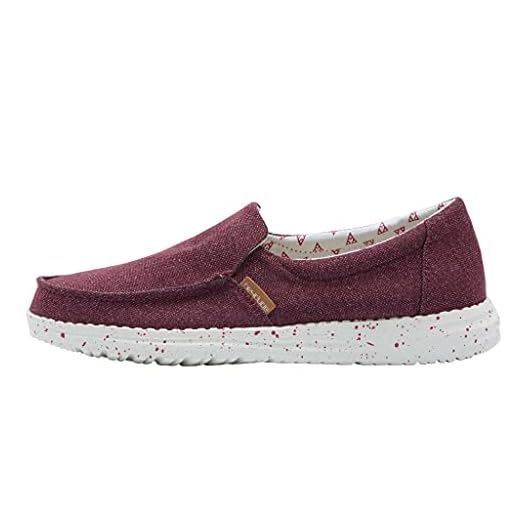 Hey Dude Women's Misty Burgundy Size 8 | Women’s Loafers | Women’s Slip On Shoes | Comfortable & Light-Weight