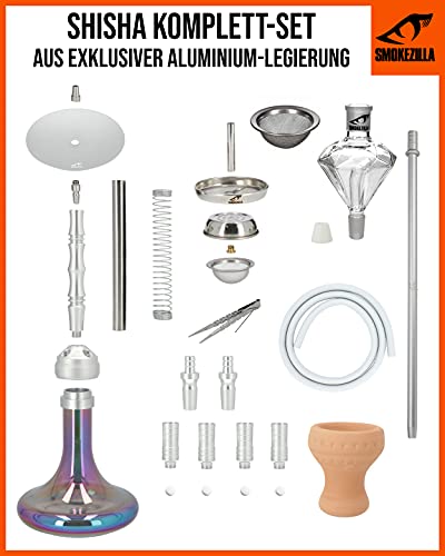 Smokezilla® MINYA 2S 2-Schlauch-Set Aluminium Rainbow Shisha | Spitze Optik mit Regenbogen Bowl und Diamond… – Bild 3