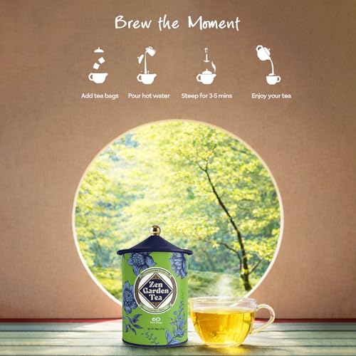 Life Plus Style Gourmet Zen Garden Pomegranate Hibiscus Green Tea Caffeinated Hot or Iced Frity Blend Natural Delicious Tea 60 Tea Bags