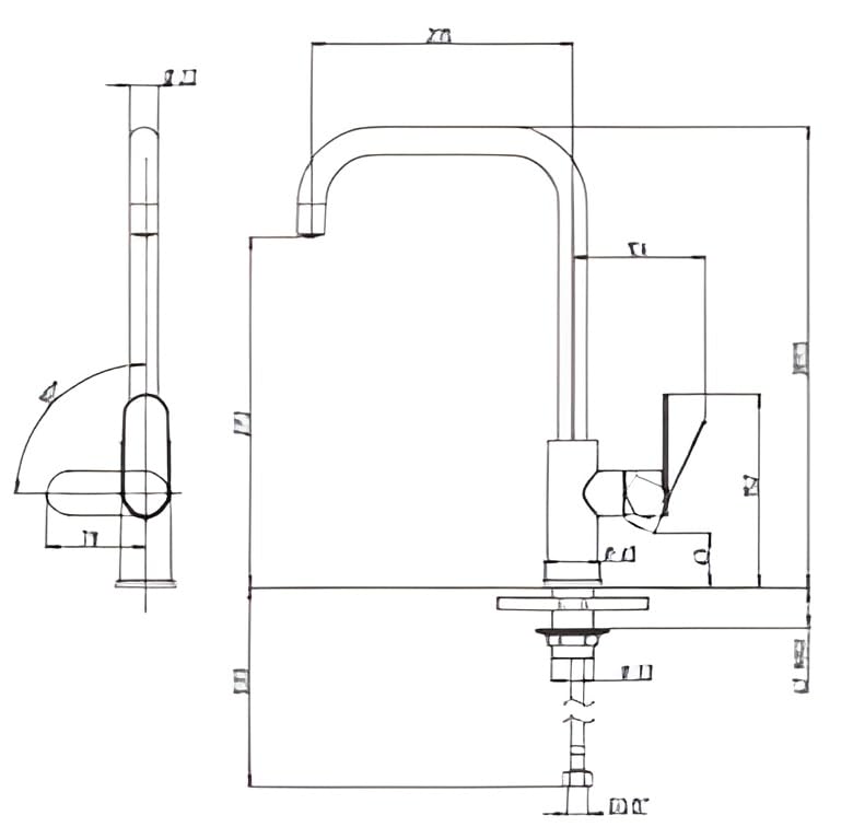 Kitchen Sink Mixer Single Lever tap with Swivel spout Domus by Piralla, Brushed Gold - Image 2
