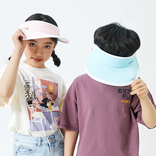 Kids Sun Visor Hat Wide Brim Roll-Up Foldable Adjustable Golf Tennis Cap Upf50+, Blue #TOP3