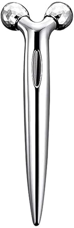 EPISKEY 3D Manual Roller Massager Face-lift Wrinkle Remover Facial Massage for Relaxation and Skin Tightening Tool (Silver, 14 x 4.8 x 3.6 cm)