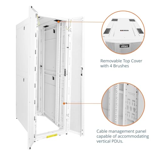 Image of Tecmojo 42U Server Rack Cabinet - PRE-Assembled 24inch Width 43inch Depth IT Network Equipment Cabinet Rack Enclosure with Casters - 3000lbs Weight Capacity(06White)