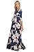 Women's Maternity Dress Maxi Long Length with Belt for Baby Shower, Photoshoot (Large, Navy Floral)