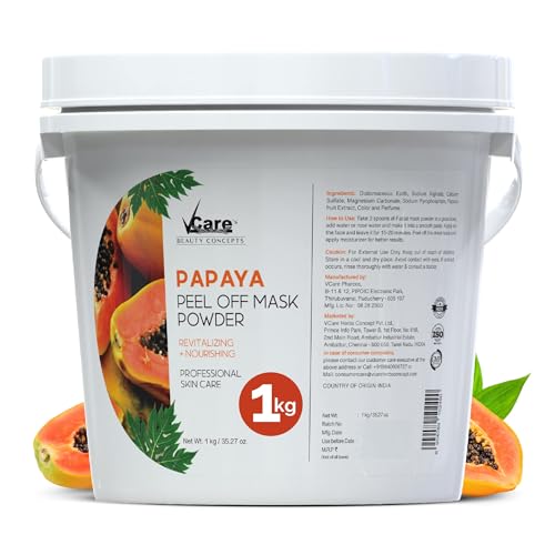 Image of Vcare Jelly Papaya Peel Off Mask For Facials Skincare |Face Mask Powder 1Kgs - Facial Skin Care Product for Women Smoothing, Moisturizing, Cleansing, Refreshing
