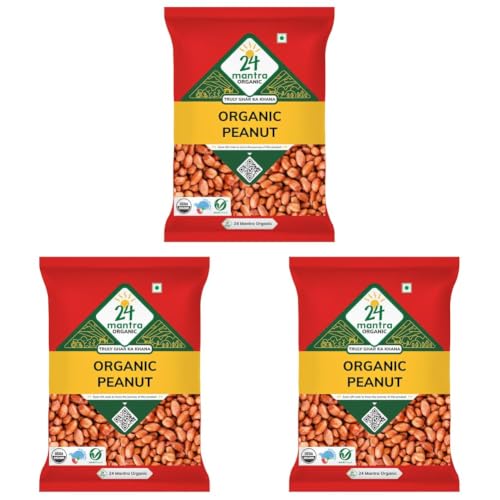 Image of 24 Mantra Organic Raw Peanuts /Moongphali - 1 Kg | Pack of 3 | Chemical Free & Pesticides Free | Unadulterated | Healthy Snack | Versatile Ingredient