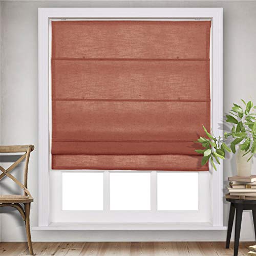 Macochico Customized Roman Shade with Loop Control Kitchen Window Door Roman Blackout Shade, Firebrick, Liz Collection, 1 Panel (Included Install Hardware)