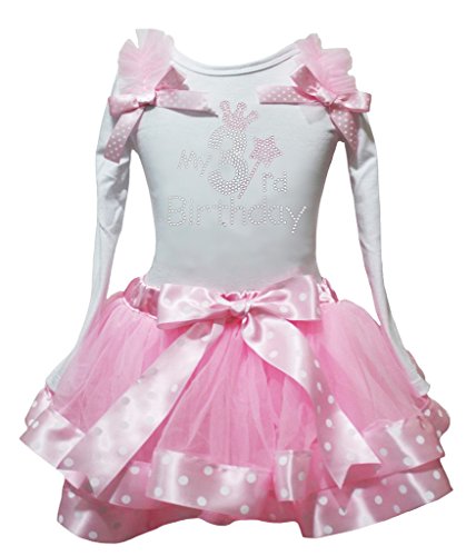 Camiseta de 3 cumpleaños blanco para crear recuerdos inolvidables con falda rosa