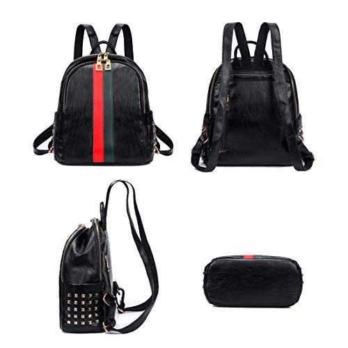Mochila pequeña para mujer de PU cuero negro miniatura 3