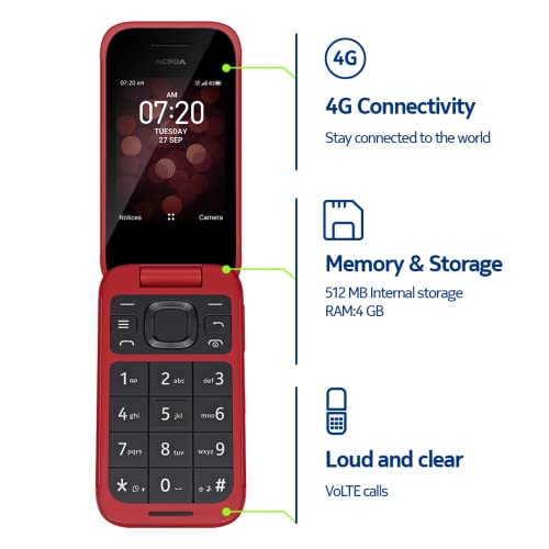 Nokia 2780 Flip | Unlocked | Verizon, AT&T, T-Mobile | Red - Thumbnail 6