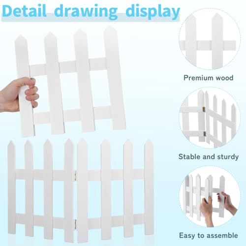 Image of DOITOOL White Picket Fence Garden Border, Wood Decorative Garden Fence Animal Barrier Landscape Fencing Border for Dogs, Flower Bed, Yard and Patio Outdoor Decor (Total Length: 120cm, Height: 30cm)