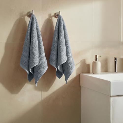 Image of MYTRIDENT Hand Towels, 100% Cotton, Highly Absorbent, Super Soft, 2 Piece Set, 400 GSM, for Gym, Spa, Comfort Living - New Grey