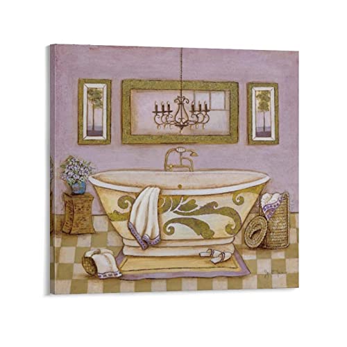 Vintage French Shabby Victorian Bathtub Poster Office Wall Art Decoration Canvas Painting Gift (4) Canvas Painting Posters And Prints Wall Art Pictures For Living Room Bedroom Decor 28X28Inch(70X70Cm #TOP6