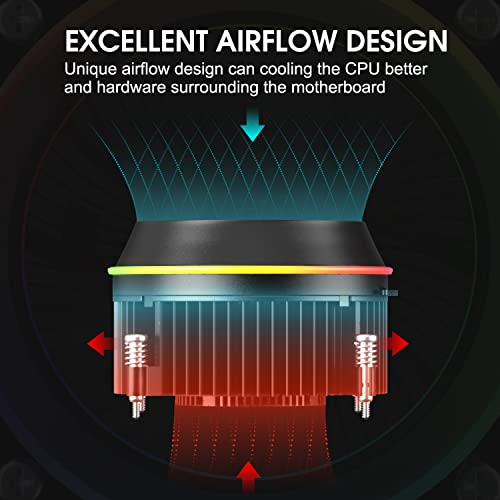 Vetroo Eclipse Low-Profile Argb Cpu Cooler, 90Mm 4-Pin Pwm Fan, Premium Aluminum Fins, 95W Tdp Air Cooler For Intel Lga 1700 Only #TOP5