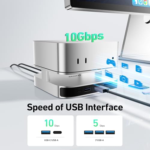 BENFEI Mac mini M4 Dock, Mac mini M4 Stand with NVMe SSD Enclosure, 4K DisplayPort Hub for Mac mini M4 &M4 Pro (2024), 10 Gbps 1 x USB C & 1 x USB A 3.2, 5 Gbps 3 x USB A 3.0, SD/TF 170 MB/s - Image 8