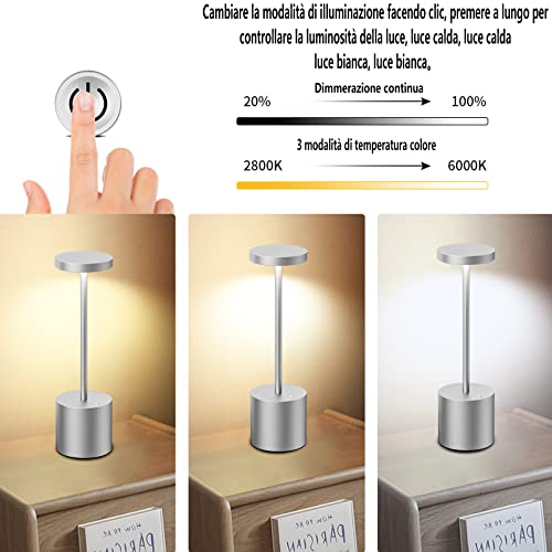 Lampada da Tavolo Senza Fili, LED Ricaricabile