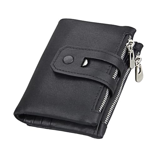 Portafoglio con blocco bifold Portafogli morbidi da uomo pelle bovina Regali solidi Portamonete Porta carte multiplo nero