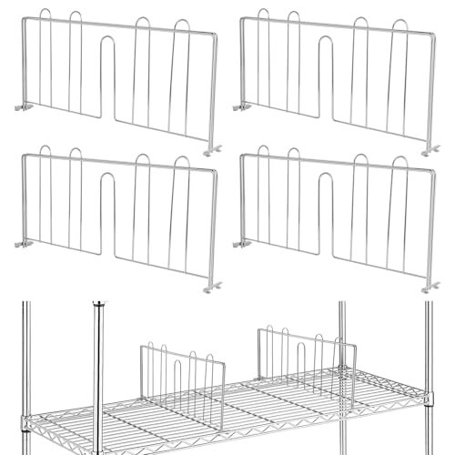 MOLIGOU 4 Pcs Wire Shelf Divider, 18″ W x 9″ H Vertical Shelf Dividers, Shelf Separators for Wire Shelving Organization