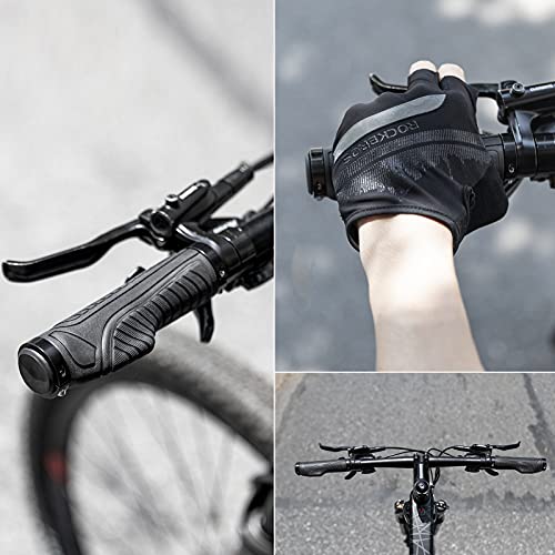 ROCKBROS Bike Grips Bike Handle Grips Double Aluminum Clamp Lock On Grips Bicycle Handlebar Grips for MTB BMX Mountain Bike