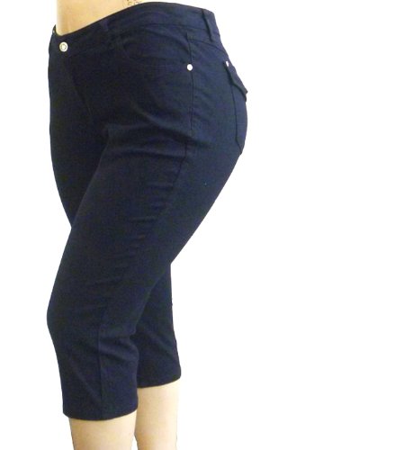 Womens Plus Size Stretchy Premium Twill Jeans Capri Pants2