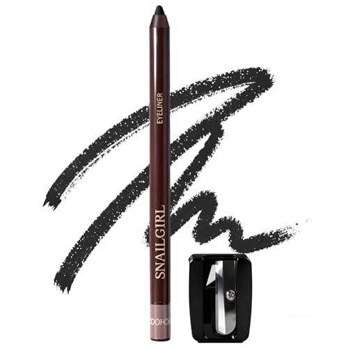 Image of Black Gel Eyeliner Pencil, Waterproof Smudge-proof Long Lasting Black Eye Liner, High-Pigmented Smooth Creamy Formula for Mature Women, Eyes Makeup Pen with Sharpener