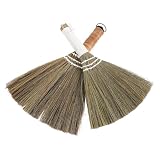 TOYANDONA 2 Pezzi Scopa Mano Intrecciata Vietnamita in Paglia Naturale con Setole Morbide per Pulizia Ambienti ed Esterni Scopa Asiatica Multiuso per Pavimenti Angoli Divani e Patio