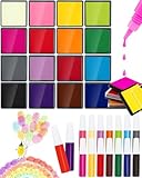 FIVEIZERO 16 Colors Ink Pad Set for Stamps, 1.58'Professional Craft Ink Pads for Paper, Wood, Fabric, Large...