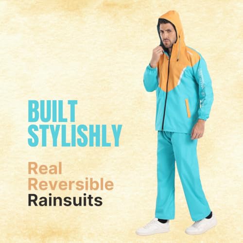 Image of Citizen Hooded Raincoat for Men Women Waterproof for Bike Riders HT Micro TPU Fabric Lightweight Stylish Sealed Hood, Large Pockets, Heavy-Duty Zippers Rainwear with Carry Pouch-CR019