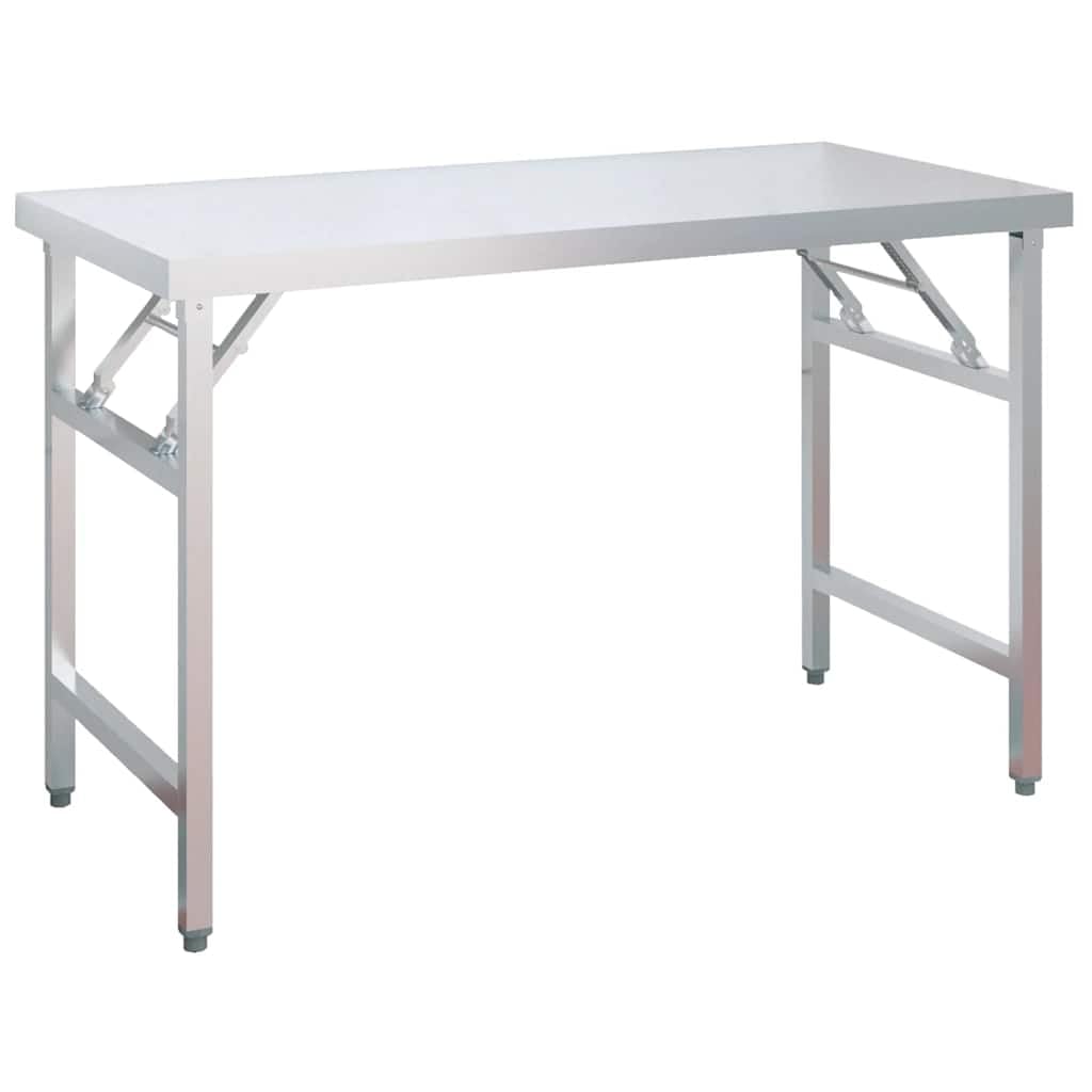 Arbeitstisch, klappbar, aus Edelstahl, mit Regal, 120 x 60 x 115 cm