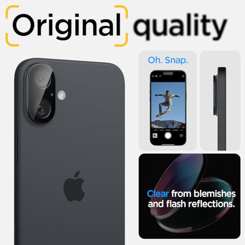 Image of Spigen Glas.tR Optik Tempered Glass Camera Lens Protector Guard for iPhone 16 /16 Plus (Black) - 2 Pack