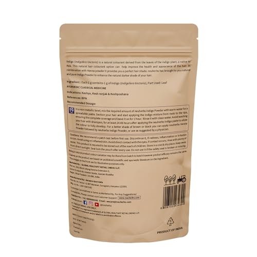 Neuherbs Indigo Powder 100g For Hair Colouring & Hair Growth | Natural Hair Color For Black Hair | 100% Pure & Natural With No Artificial Color or Additives