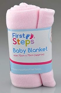 First Steps Pack of 3 Fleece Baby Blankets for Pram, Crib, Moses Basket or Bed 70x70cm