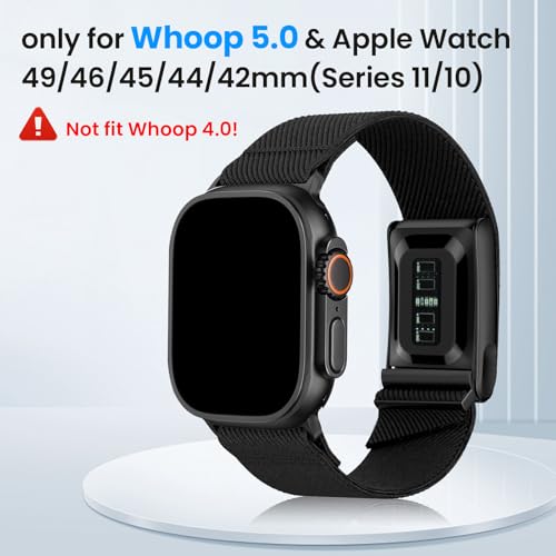 Zeeflufun Hybrid Band for Whoop 5.0 & Apple Watch Combo Band - Stretchy Nylon Hybrid Strap for Whoop 5.0 & Apple watch 1/2/3/4/5/6/7/8/9/10/11/SE/Ultra, Breathable and Comfortable, Durable