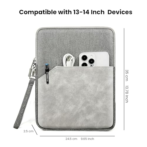Image of MOCA 13 Inch Tablet Sleeve Carrying Case for iPad Pro 12.9, Surface Pro 9 /8 /X, Galaxy Tab S9 Plus /S8 Plus, with Accessory Pocket (Ash Grey, 13 inch)