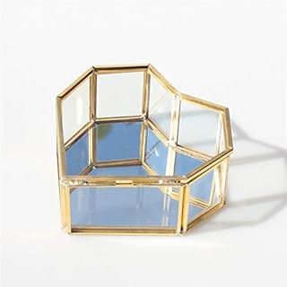 ジュエリーボックスヨーロッパスタイルゴールデンハート形のジュエリーチェストレトロプノンペンッジガラスジュエリーディスプレイケース 収納 宝石箱 収納用品@BEAUTY ONE HOME