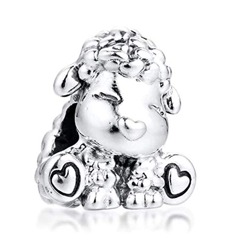 Cute Sheep Lamb 925 Sterling Silver Charm Bead for Pandora & Similar Charm Bracelets or Necklaces