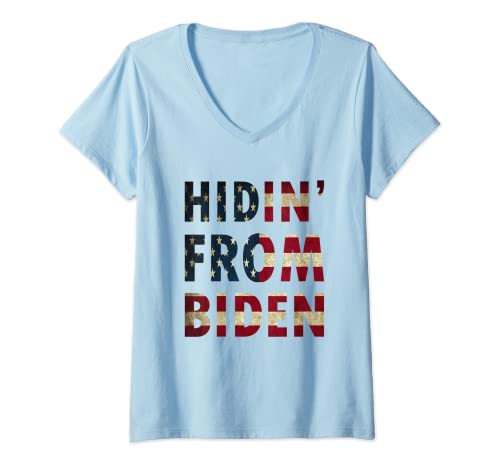 Femme Hidin From Biden Retro USA Présidentiel Hiding From Biden T-Shirt avec Col en V
