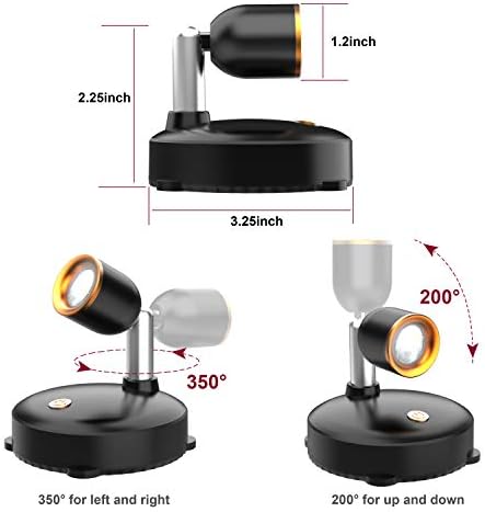 Shineled Battery Spotlights Indoor, Battery Powered Spotlight, Battery Spot Lights Indoor, 2 Pack Wireless Wall Lights with Remote Control Dimmer Timer for Painting Picture Art Display Warm White